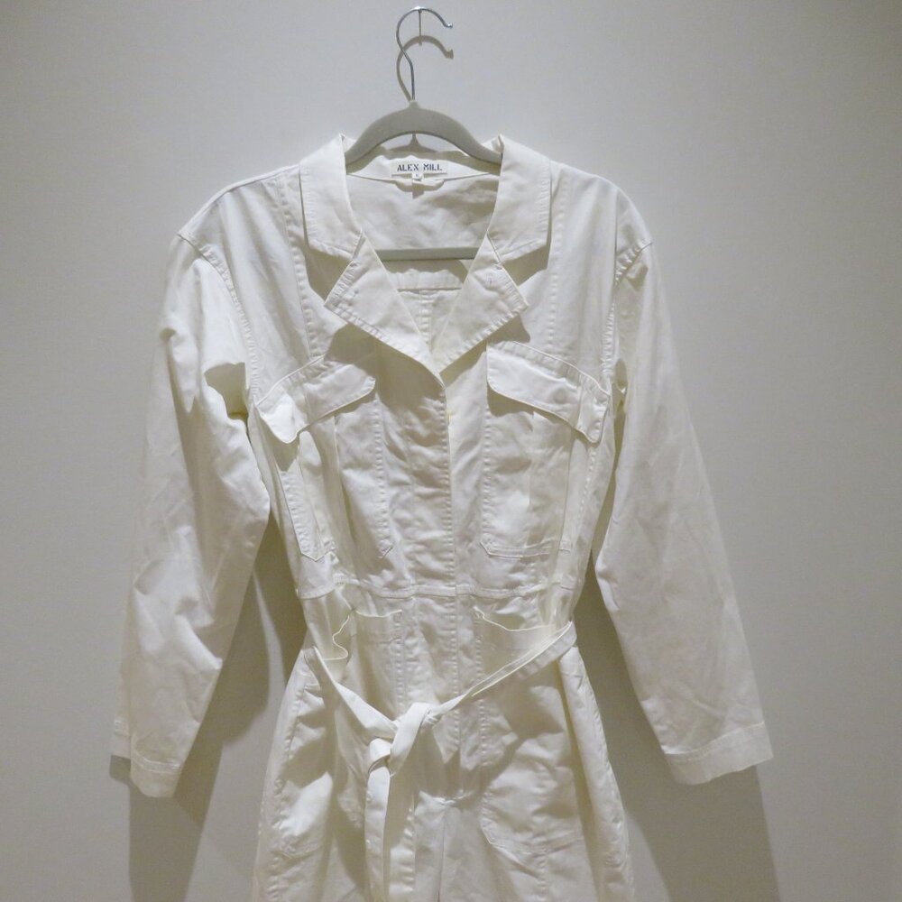 ALEX MILL Expedition Romper Jumpsuit in White Ecru Minimalist Quiet Luxury Sz S - Picture 3 of 15